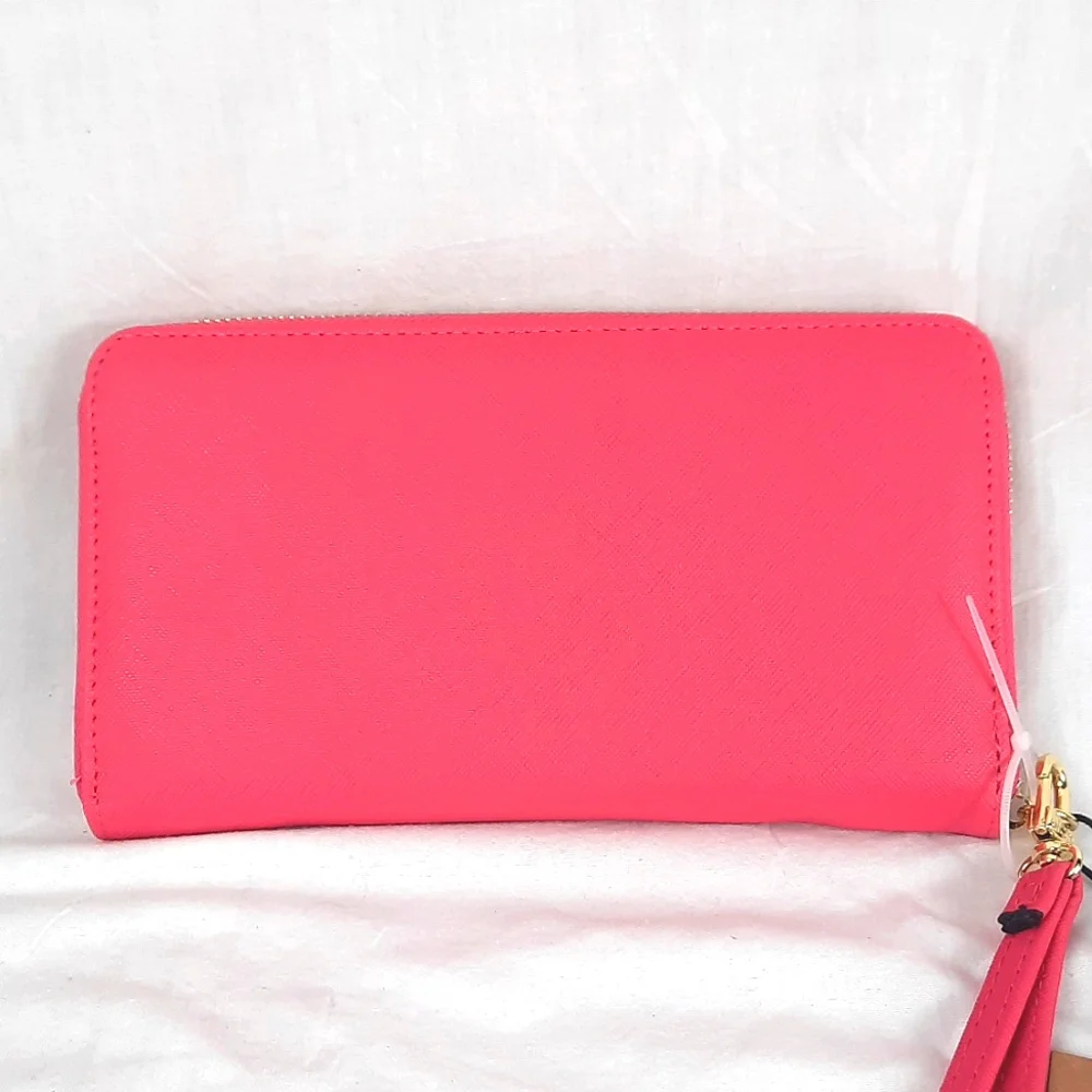 Steve Madden Zip Around Wallet Clutch Pink Flash Gold NEW with Tag - Picture 5 of 13